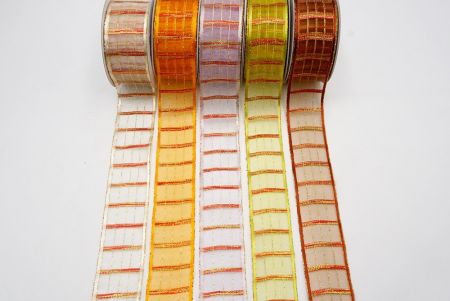 Metallic/Color Plaid Sheer Ribbon RED_K344G-4